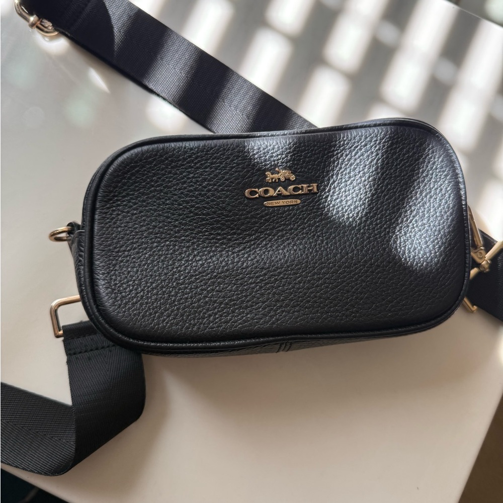 Coach Black Pebbled Leather Bag with Gold Accents